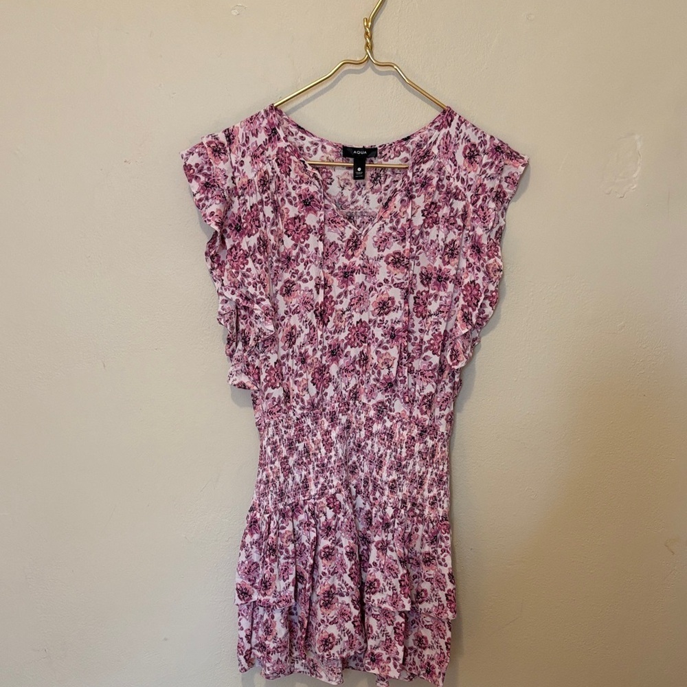 Aqua Pink Floral Mini Dress